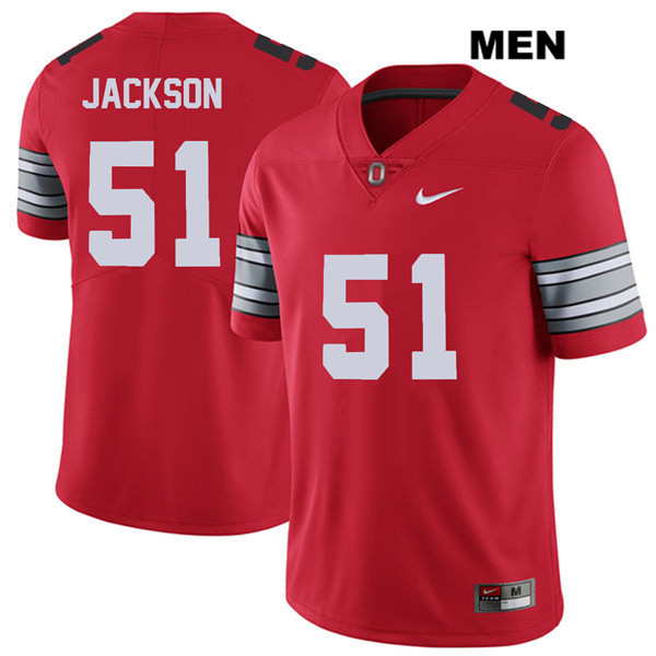 Ohio State Buckeyes Men's Antwuan Jackson #51 Red Authentic Nike 2018 Spring Game College NCAA Stitched Football Jersey SX19B73BU